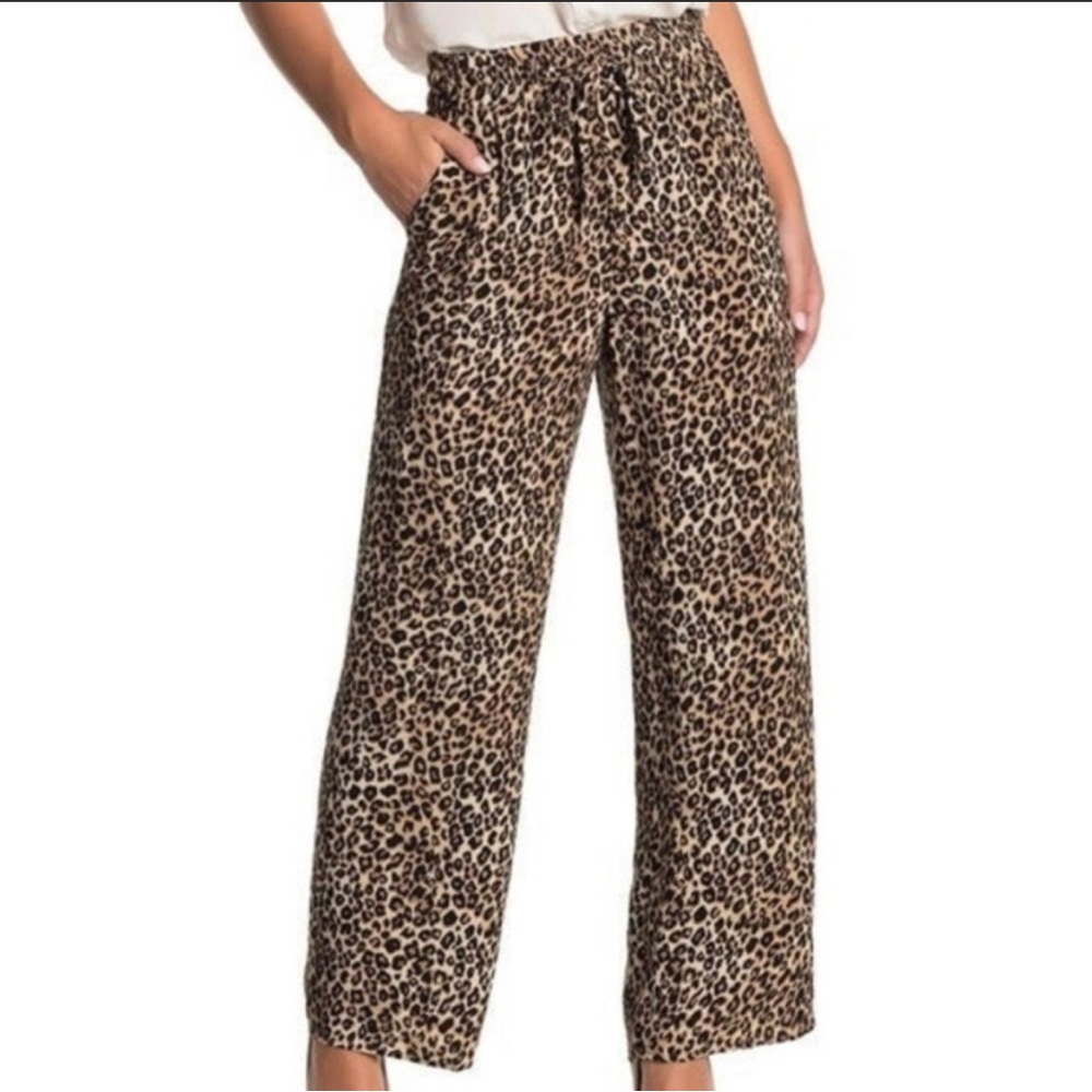 Catherine Malandrino Leopard Print Pants size XS S elastic waist